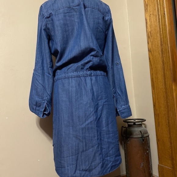 𝅺ann Taylor Loft Button Down Dress Draw String Sz M - Picture 3 of 6